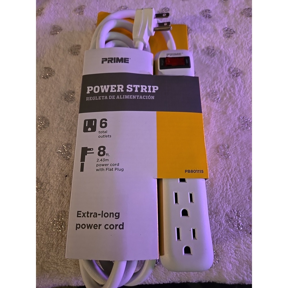 PB801115 6-Outlet Power Strip with 14-3 SJT 8-Feet Cord,White
